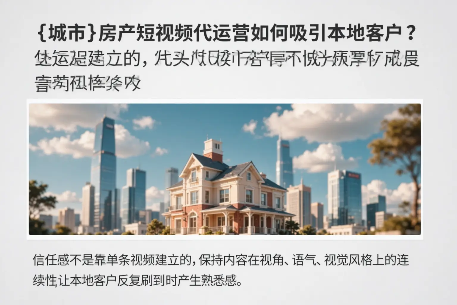 萧山房产短视频代运营如何吸引本地客户?